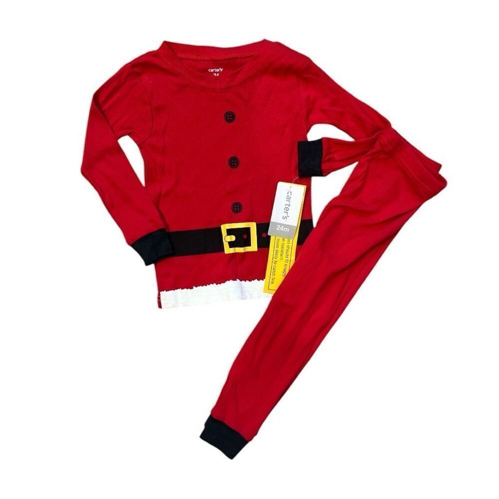 NWT Baby Boys Carters Santa Christmas Holiday Cotton Pajamas - Sz 24 mo